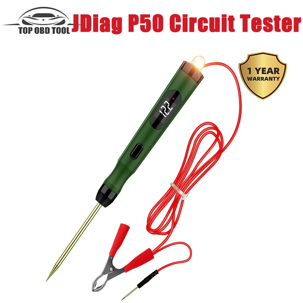 

JDiag P50 Car Electrical Circuit Tester Probe 5V-30V Digital Display Circuit Test Pen Car Circuit Tester Lamp Voltage Test Pen