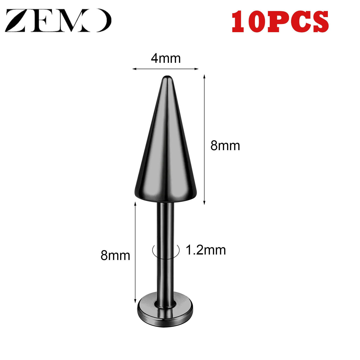 10PCS Stainless Steel Spike Labret Lip Piercing Set