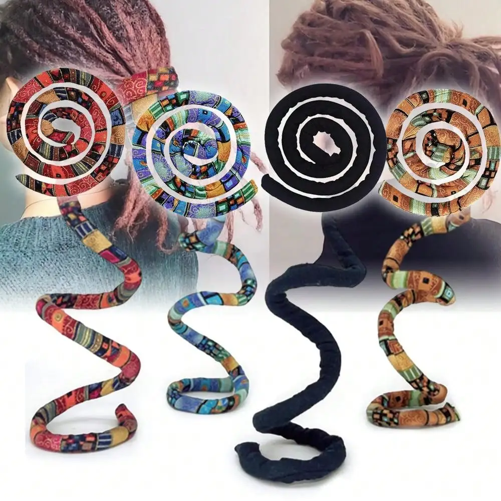 

4 шт. гибкие резинки для волос со спиральным замком: аксессуары для дредов для густых вьющихся волос