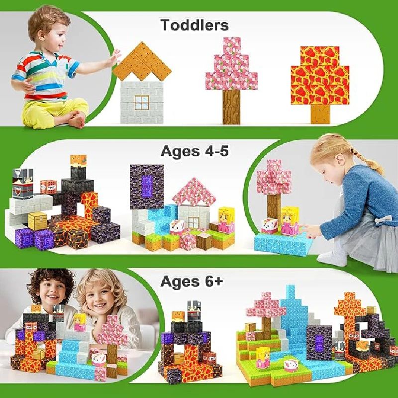 Nether Portal Magnetische Blokken Speelgoed Bouwen Magneet Wereld Set Voor Jongens Meisjes Stem Montessori Zintuiglijke Kubussen Voor Peuters Gift
