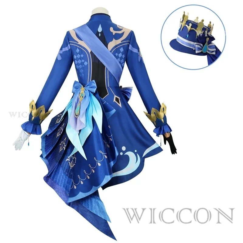 QQ8 Furina Cosplay Costume Wig Hair Impact Fontaine Focalors with Hat Black Suits High Heel Cosplay Shoes for Women Outfits5Lk￥