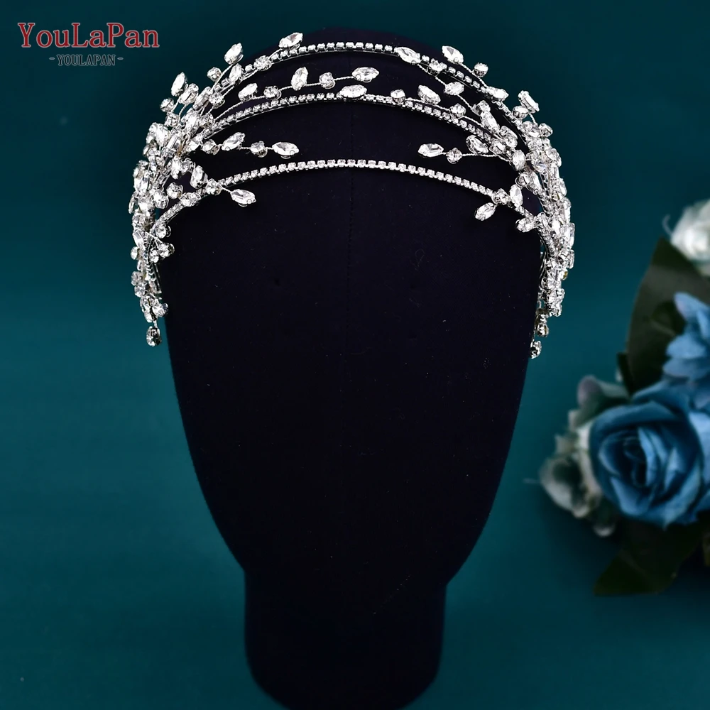 

YouLaPan Rhinestone Woman Headdress Wedding Tiara Bridal Hair Accessories Jewelry Handmade Bride Headband Girl Hairband HP381