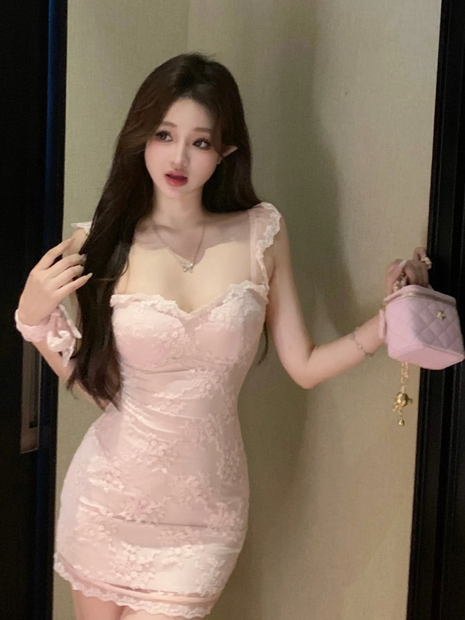 ชุดเดรสลูกไม้เซ็กซี่แบบผ่าข้าง รุ่น Dr Pure Desire ทรงเข้ารูป สไตล์ฤดูร้อน กระโปรงทรงเอ ดีไซน์เรียบหรู ชิ้นเดียว รุ่นใหม่ปี 2025
