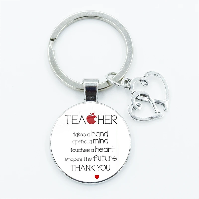 Gift for the Teacher Day Keychain The Best Teacher Present Cut Glass Dome Car Key Chain Ring Holder For Men And Women Jewelry