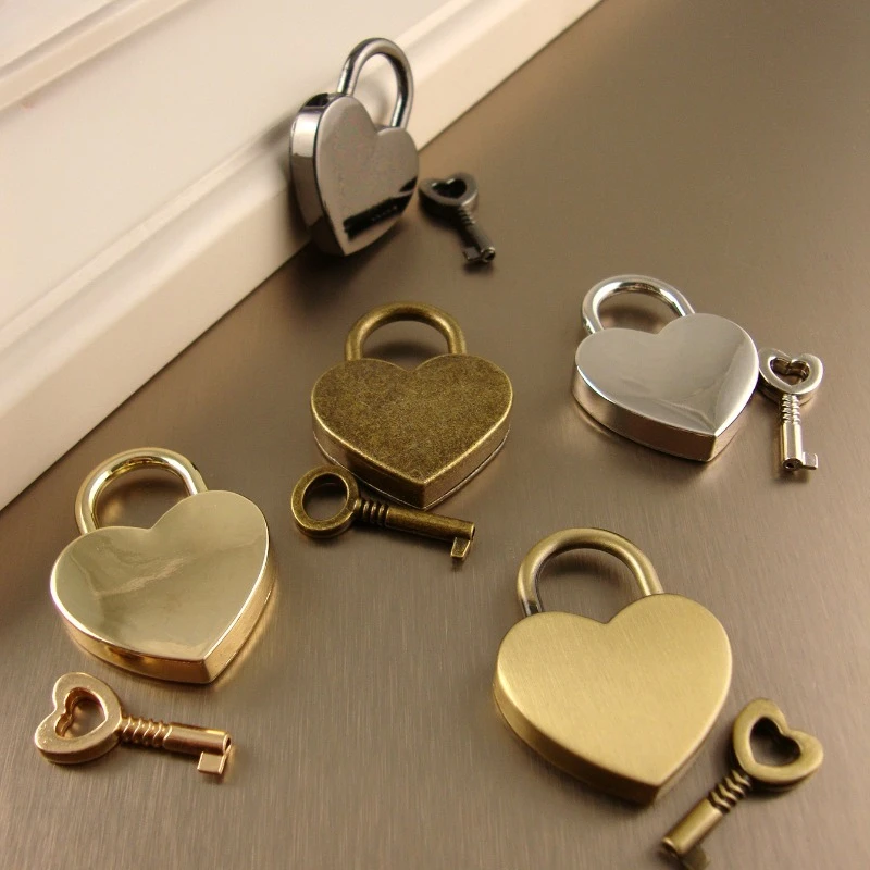 Heart-shaped Love Padlock with Keys for Bags Drawers Luggage Locker