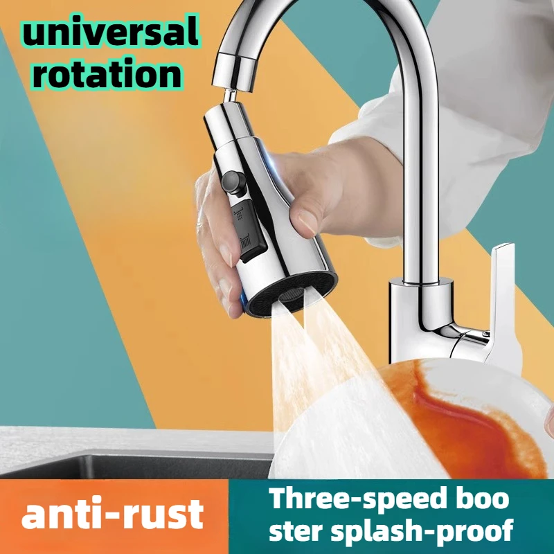 Universal 360° Rotate Kitchen Faucet Extender Aerator Kitchen Washbasin Faucet Bubbler Nozzle Aerator Plastic Splash Filter