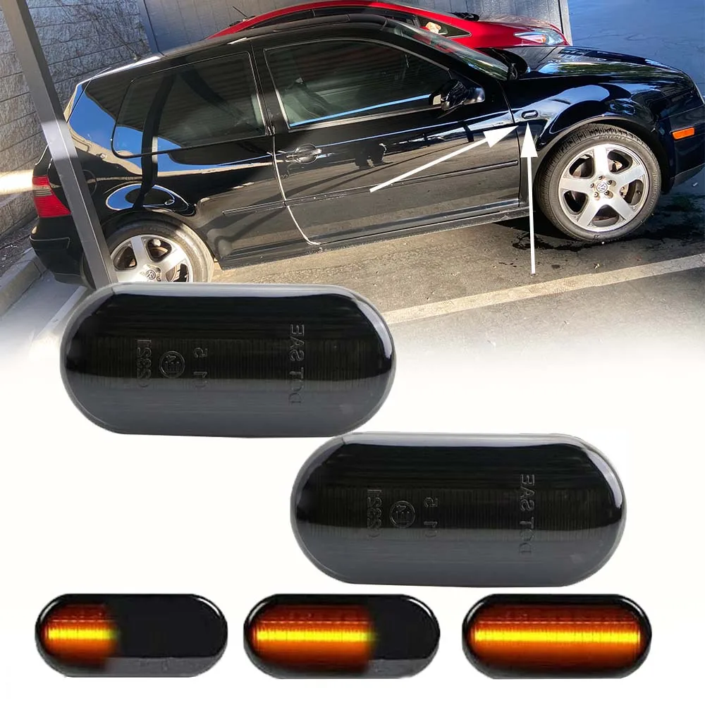 

2X LED Dynamic Side Marker Turn Signal Light Indicator for VW Bora Golf 3 4 MK4 Jette Lupo Passat Z2 3BG Polo SB6 SEAT Ibiza T5