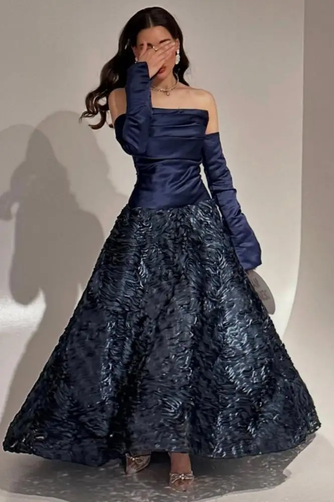 

AsaNagi Aribia Elegant Evening Gowns Women's Strapless Dresses Floor-Length Formal Embroidery Sequin Dresses
