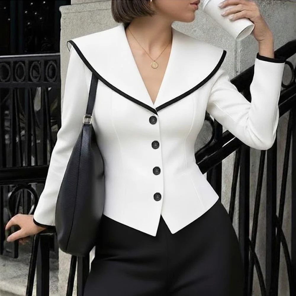 

Autumn Casual Fit Long Sleeve Suit Straight Cuff No Decoration Comfortable Elegant Women's Top Fashion Trend