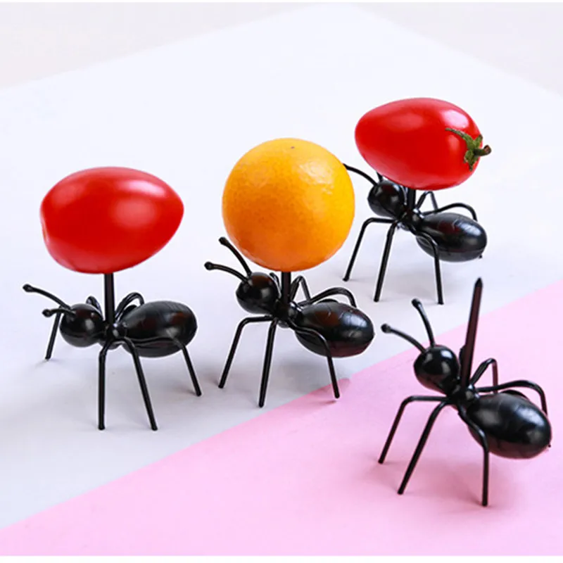 

12pcs Kitchen Gadgets Mini Ant Fruit Fork Children'S Dessert Fork Cutlery Party Kitchen Decor Table Decoration Ant Toothpick Set