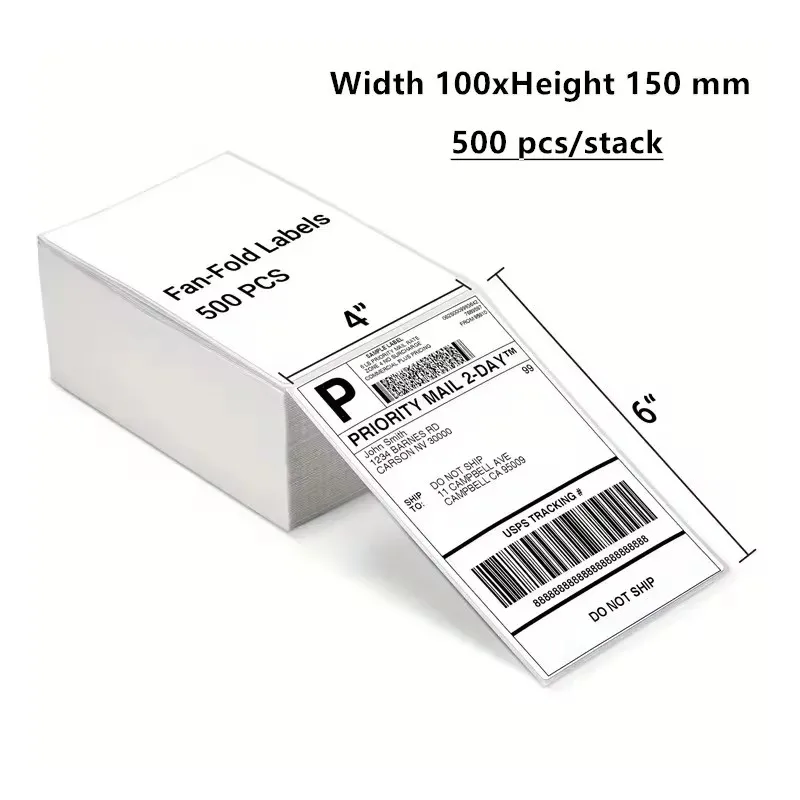 4x6 Thermal ShippingLabel Paper 100x150mm Express Waybill Package Stickers 500 Sheets / Stack waterproof Oil proof