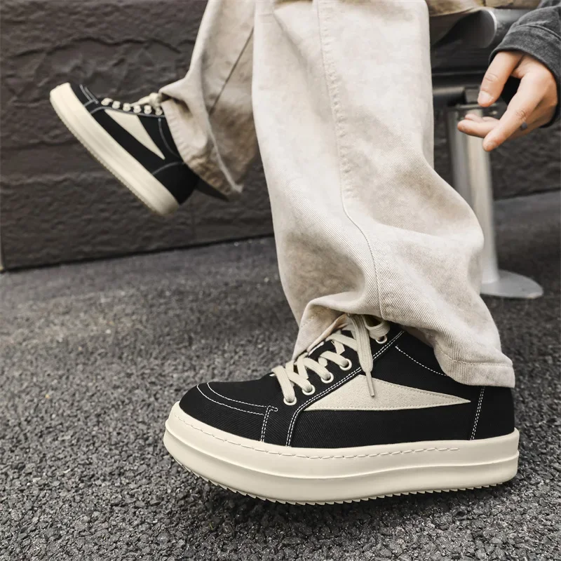 New Men Women Canvas Casual Platform Shoes Designer Thick-soled Flat Skate Shoes Couples Cool Sneaker