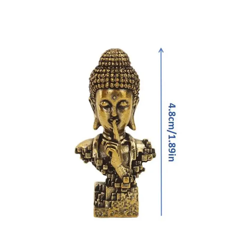 Stille Buddhismus-Statue aus Messing, Vintage-Schreibtischdekoration, 1/3 Stück, tragbare Mini-Religionsdekoration für Reisen, Altar, Zuhause, Büro, Schreibtisch – Detail 9