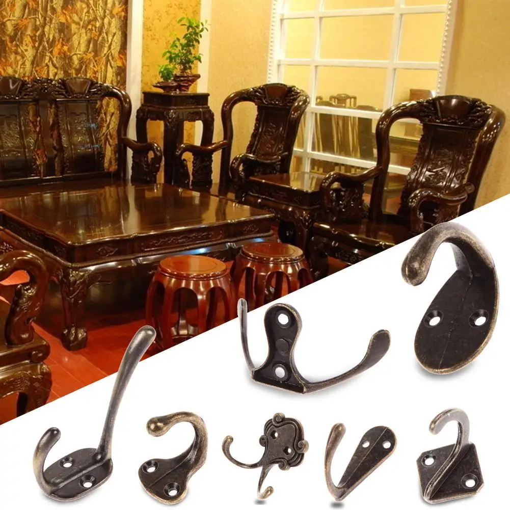 

Vintage Robe Hook Zinc Alloy Coat Hooks Cloth Coat Bag Hat Hanging Hooks for Key Towel Bags Hat