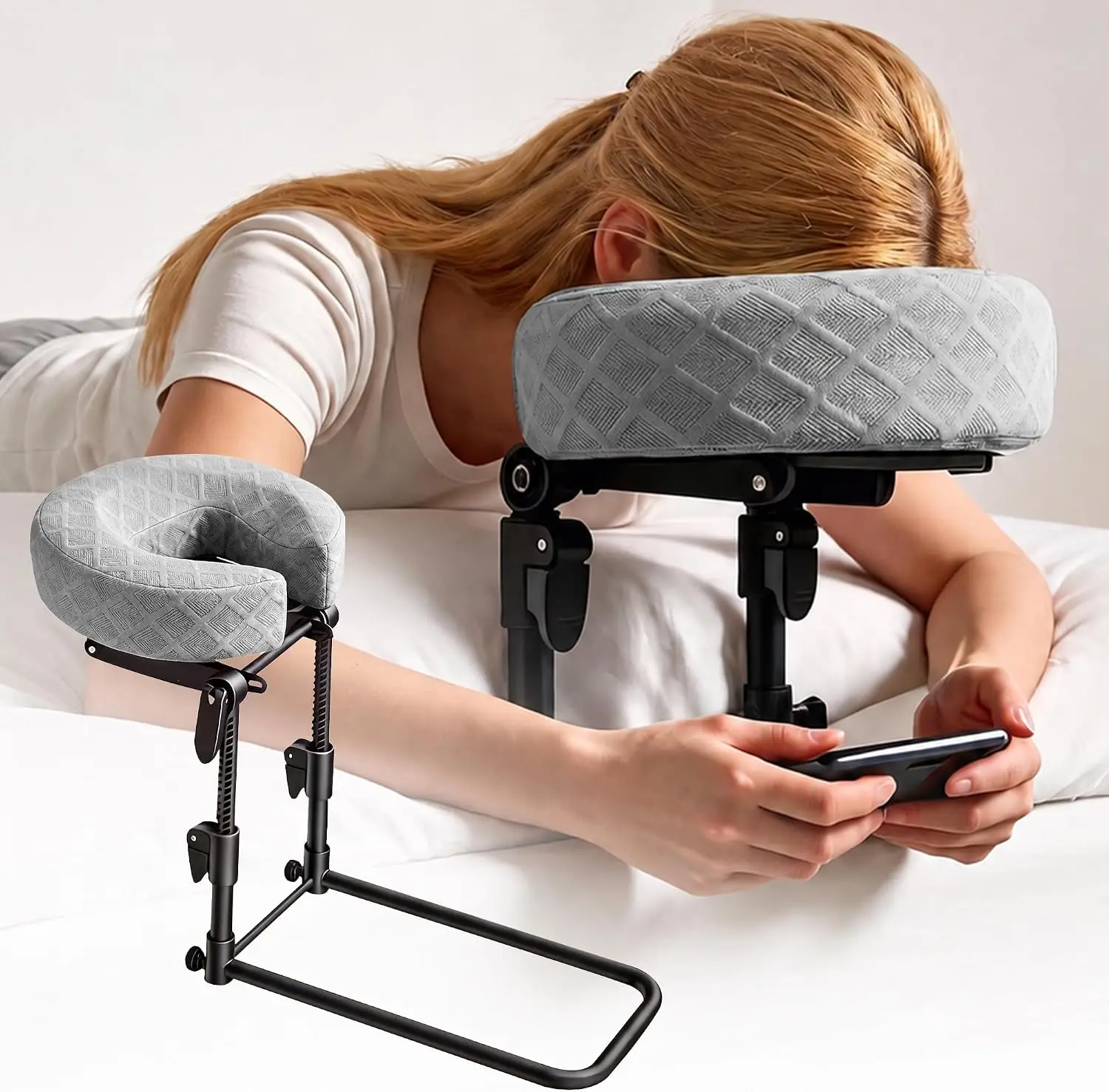 Massage Headrest for Bed, Adjustable Massage Face Cradle at Home, Table Massage Head Holder with Memory Foam Face Down Pillow