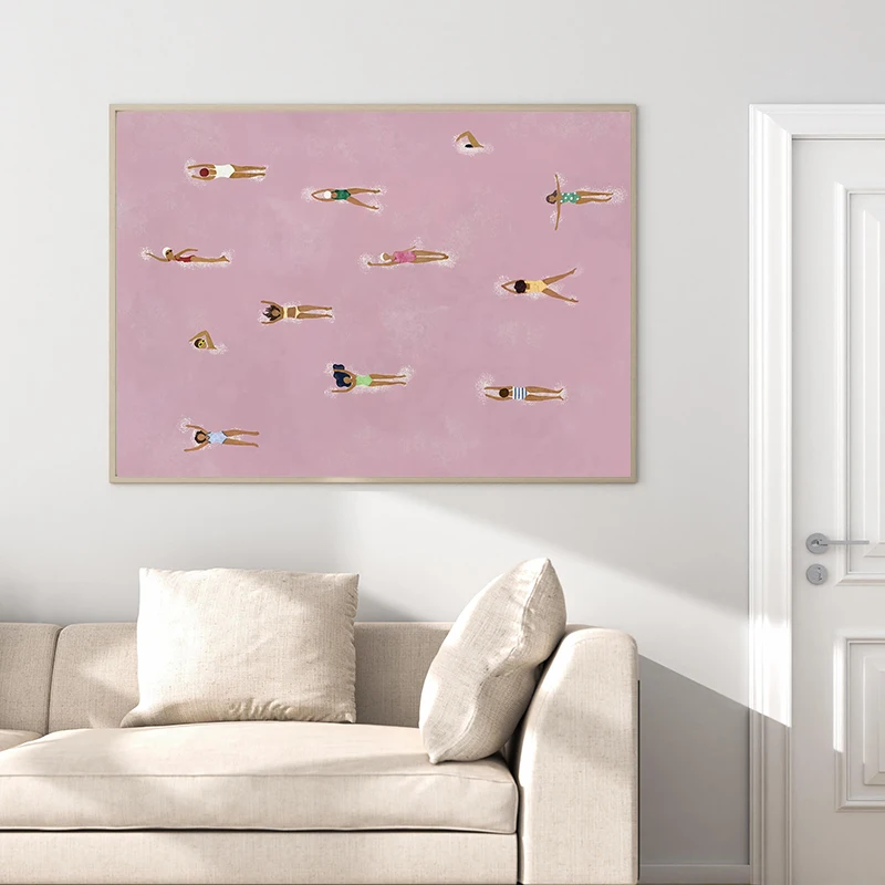 Cartoon Simple Abstract Swimming Competition Swimming Pool Poster Canvas Painting Print Art Pictures Home Room Wall Decor Gift