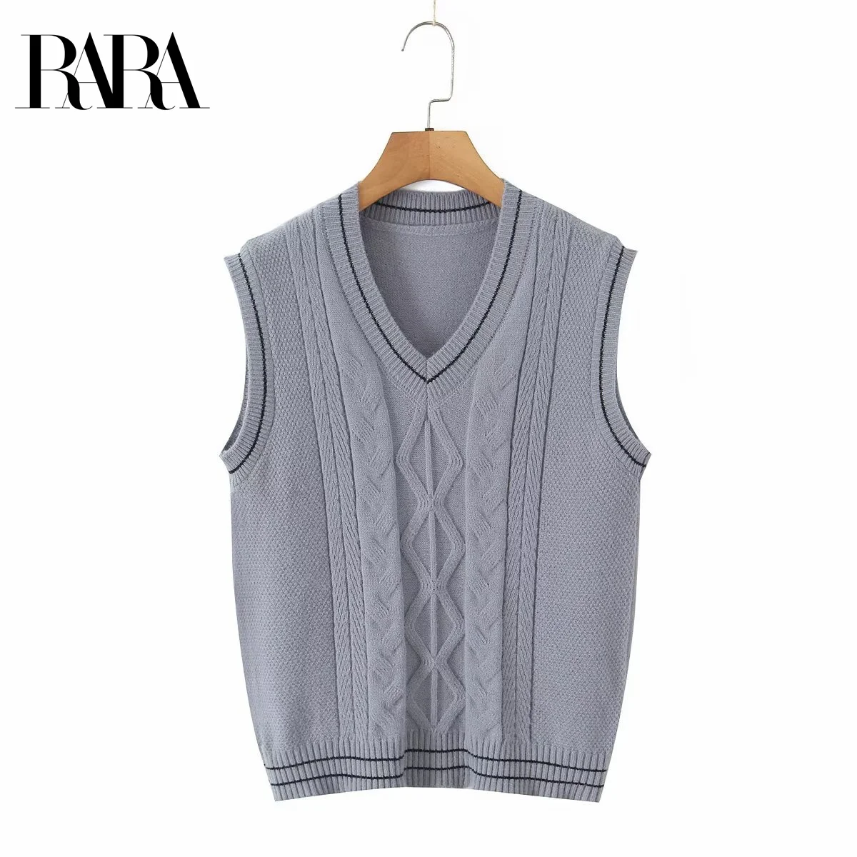 

RARA2025 summer women's new fashion temperament versatile leisure college style sleeveless V-neck sweater vest