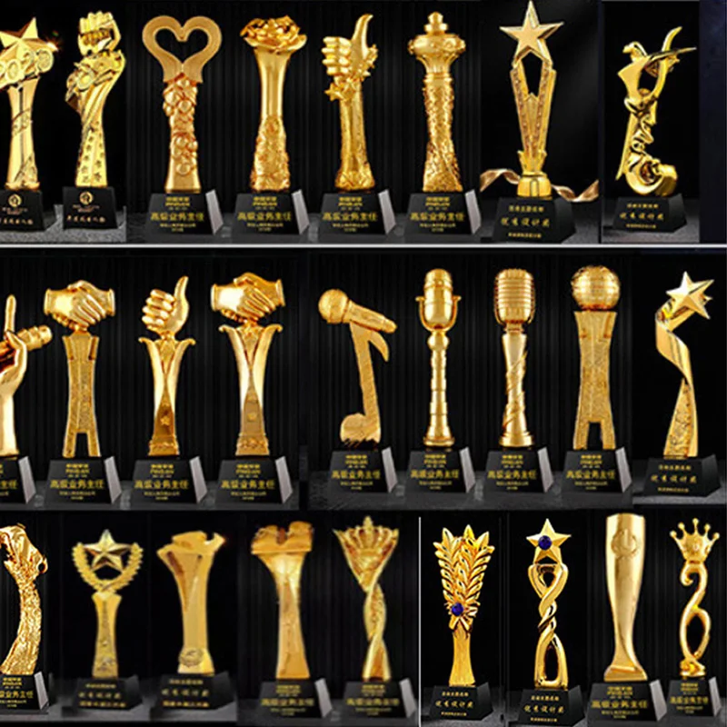 

1pc Customize Resin Trophy Academy Sports Souvenirs Gold Awards Gold-plated Souvenir Craft Cup 28/30cm Awarding Trophy