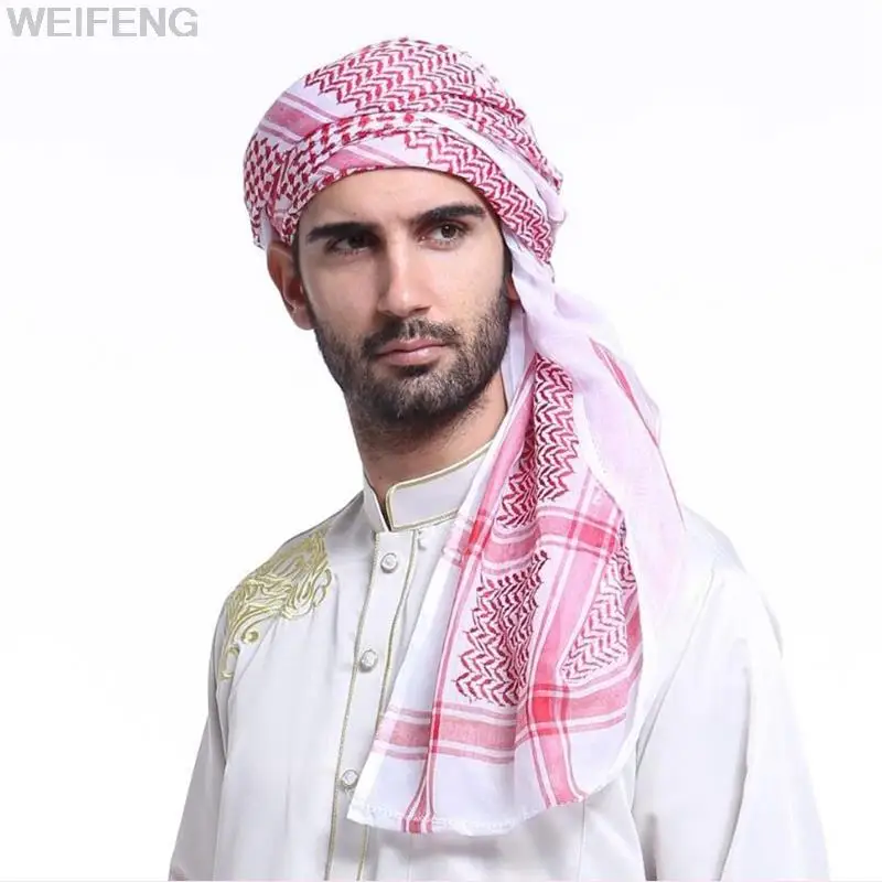 Bufanda musulmana Shemagh, accesorios islámicos tradicionales, pañuelo para la cabeza, envoltura para el cuello, pañuelo para la cabeza a prueba de viento, bufanda árabe Keffiyeh Shemagh