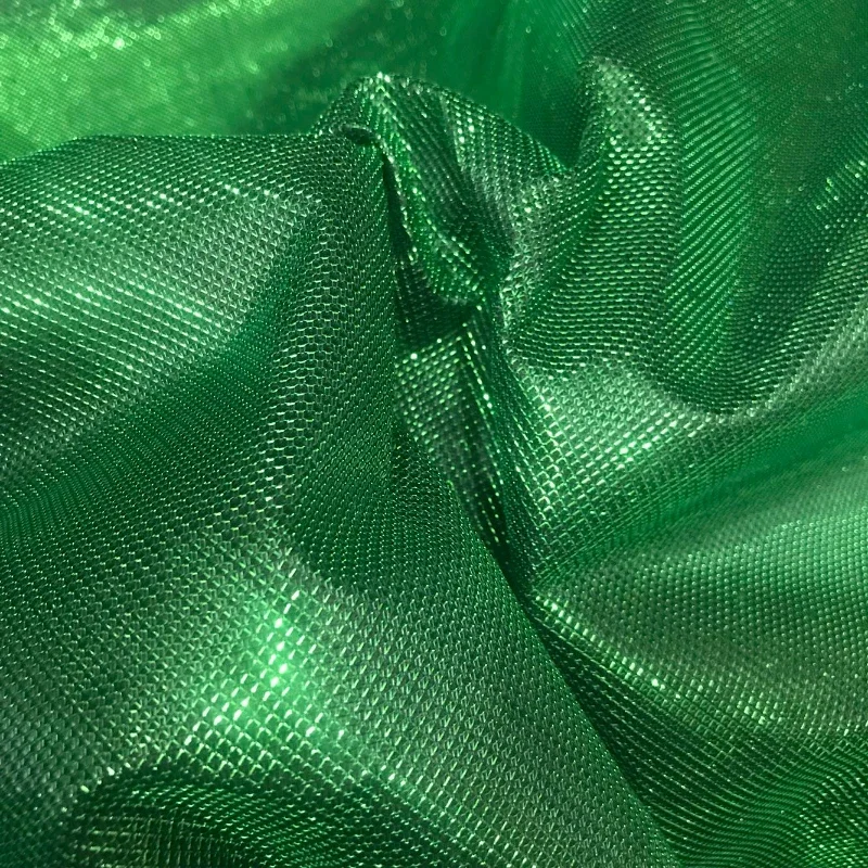 Non Elastic Mesh Fabric Green Dots Bright Line Hard Textured Cloth DIY Apparel Sewing By The Meter Wholesale