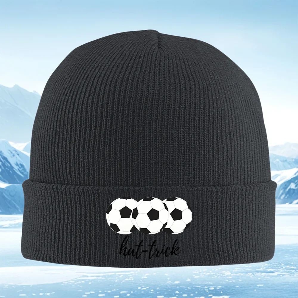2026 Three soccer balls hat-trick Men Women Unisex Knitted Hat Beanie Pullover Cap Winter Thermal Warm Christmas Outdoor Cycling
