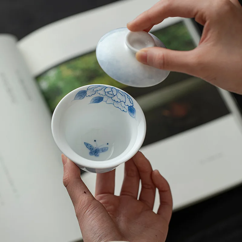 Inner Painting Love of Ceramic Two Tureen Underglaze Color Tea Brewing Bowl Pure Hand Drawn Kung Fu Teaware Single