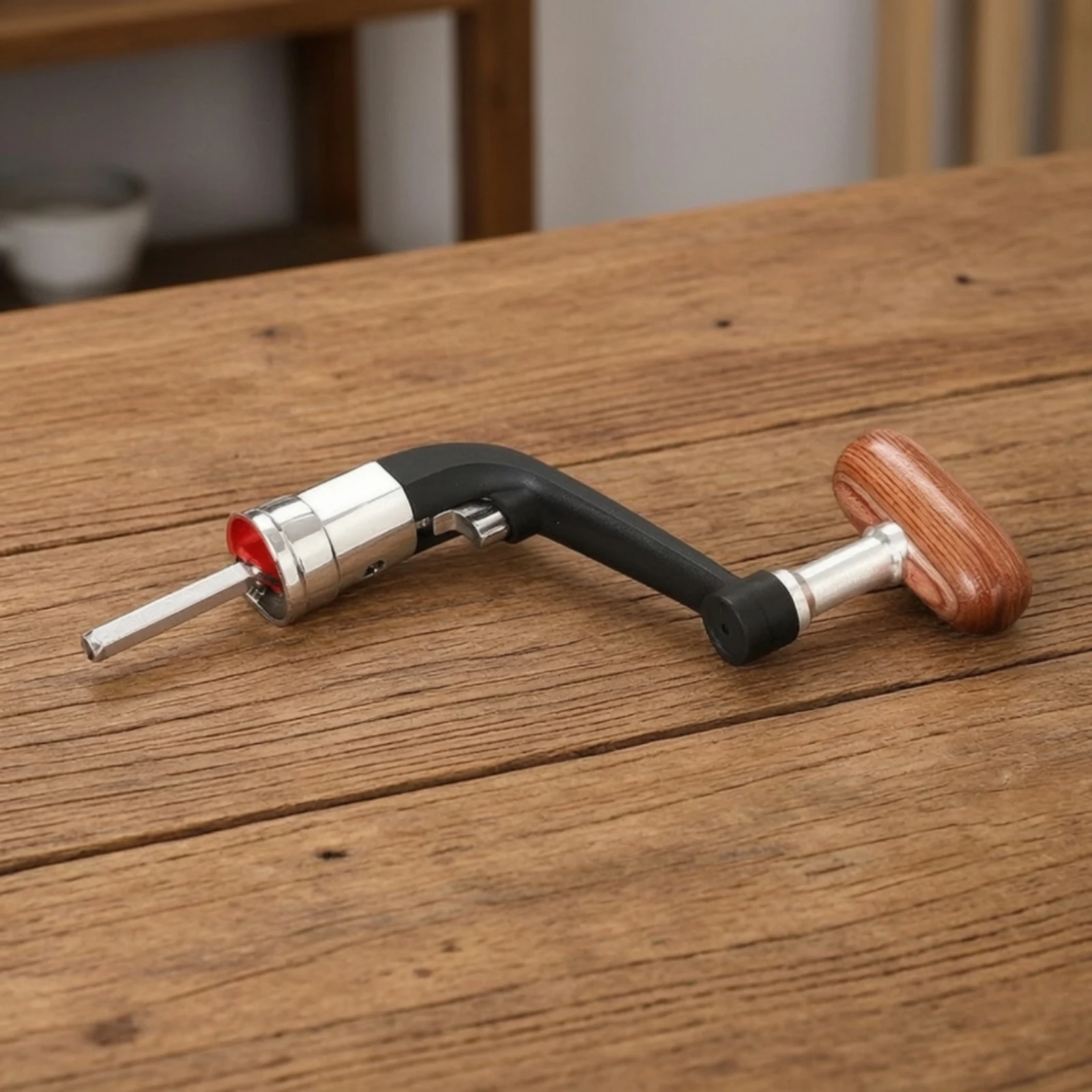 Fishing Reel Handle with Wooden Knob Threaded Reel Handle with Wood Grip Hardware Adjustable Non-Slip for Fishermen