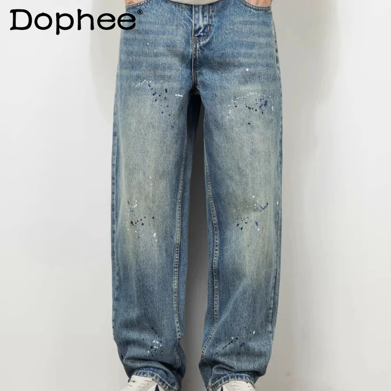 

Men's 2026 Spring Autumn New Fashion Jeans Men's Trend Loose Straight Comfort Wide Leg Denim Pants Over Size Chic Denim Trousers