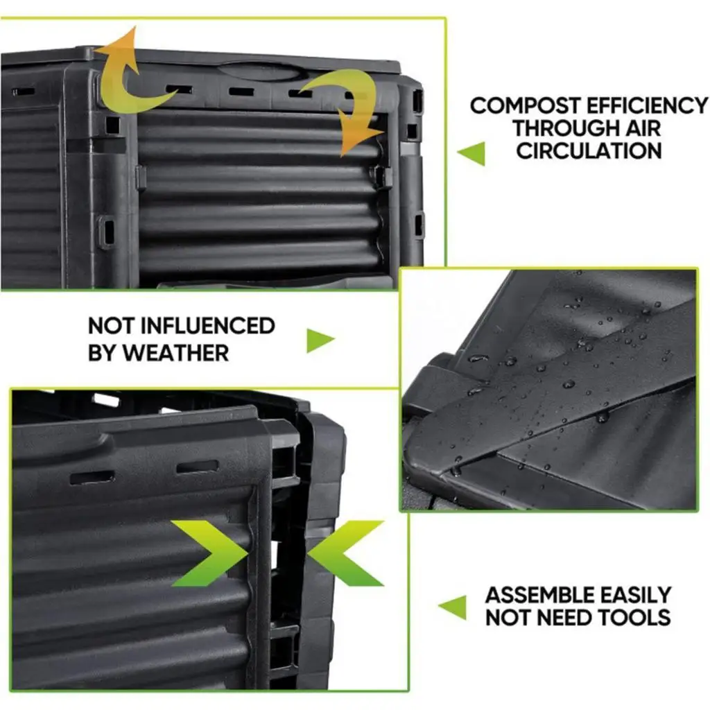 Garden Compost Bin Aerating Outdoor Compost Box for Backyard Farm Balcony