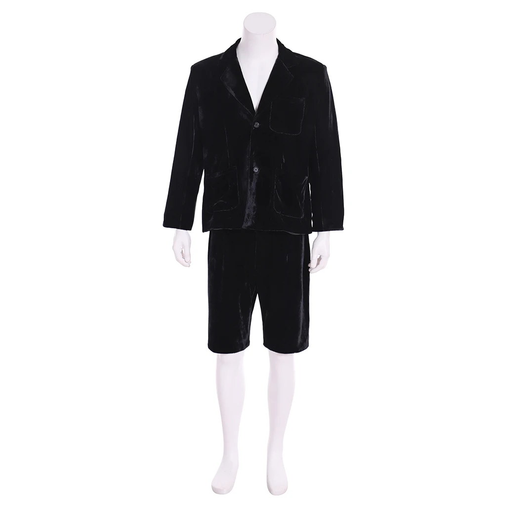 

Men's Black Velvet Jacket Shorts Suit Musical Rock Band Angus Young School Boy Outfit Halloween Carnival Party Stage Streetwear