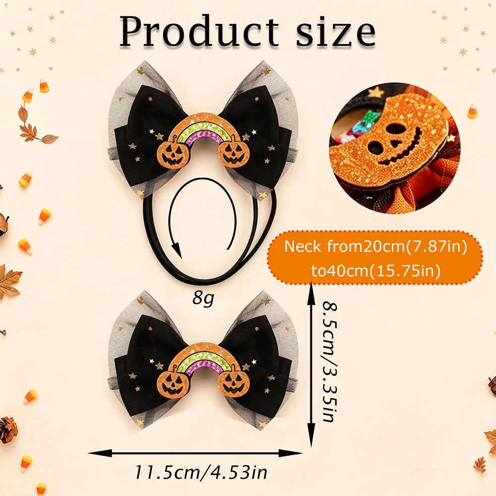 2/4PCS Cartoon Halloween Dog Hair Bows Pumpkin Decorate Adjustable Elastic Dog Bows Lace Puppy Grooming Accessories For Dogs