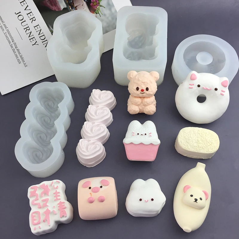 Cartoon Rubber Toy Pinch Silicone Mold DIY Handmade Glue Mold Toy Children's Play House Toys