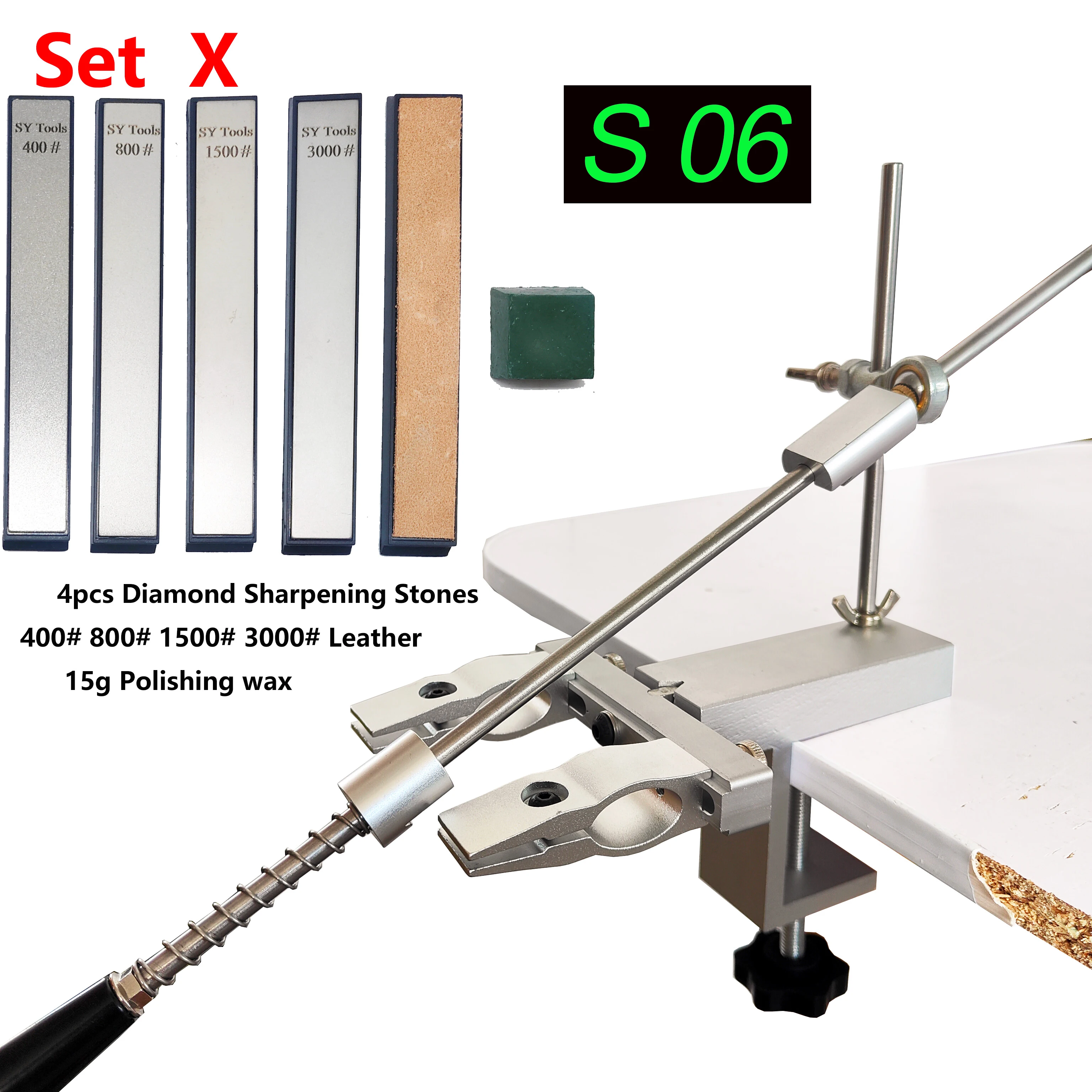 S09 Nieuw Ontwerp Professionele Vaste Hoek Apex Messenslijper Keukenmes Gereedschap Mes Slijpsysteem Met Diamant Stenen Set
