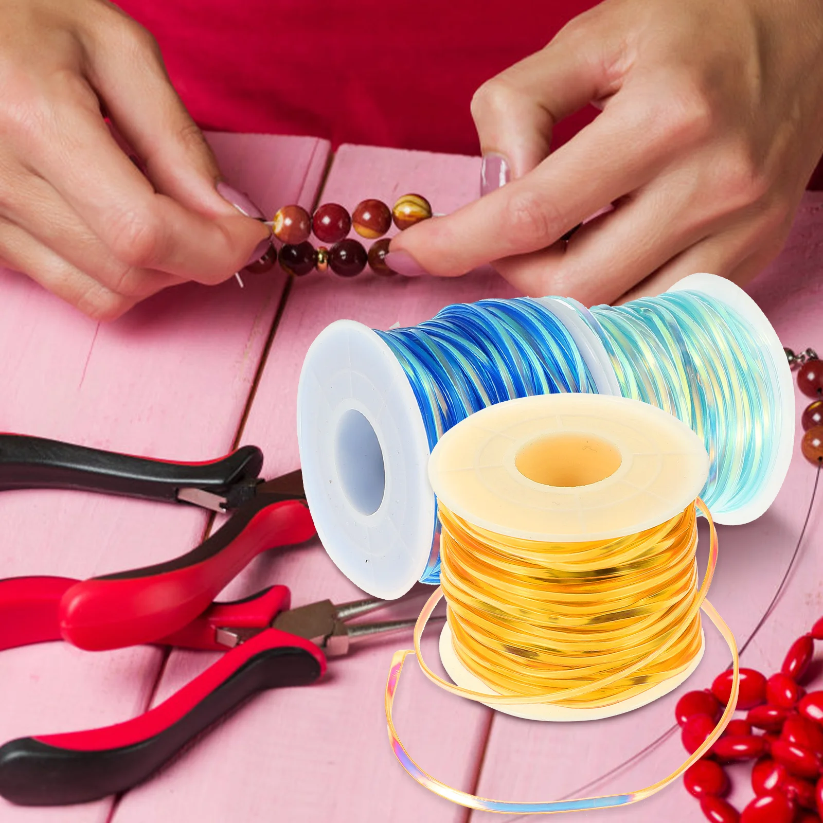 1Set Plastic Lanyard Strings for DIY Crafts Colorful Flat Rope Hand Woven Bracelet Making Material Kids Adult Friendship