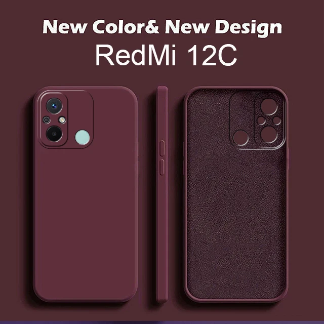 Para XiaoMi RedMi 12C RedMi12C funda Original de silicona líquida de 6,71 pulgadas 12 C versión Global funda roja Mi 12C