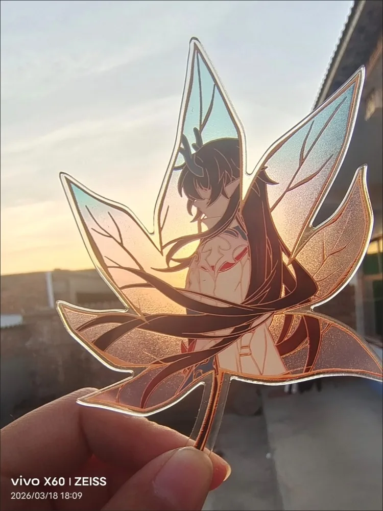 Honkai: Star Rail Imbibitor Lunae Acryl-Karte mit kreativem transparentem Blatt- und Sonnenuntergangsthema, Foto-Requisite, Sammlerstück, Geschenk für Freunde