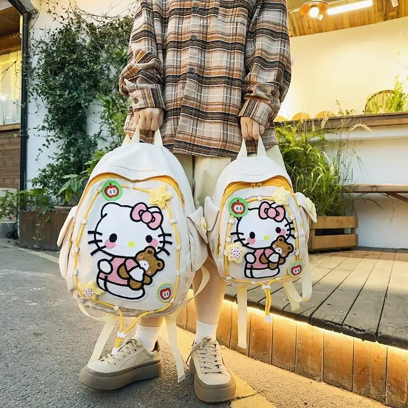 

Sanrio Backpack Hello Kitty kawaii cartoon Cartoon Fashion student Dirty resistant Student backpack Simple All-matching newstyle