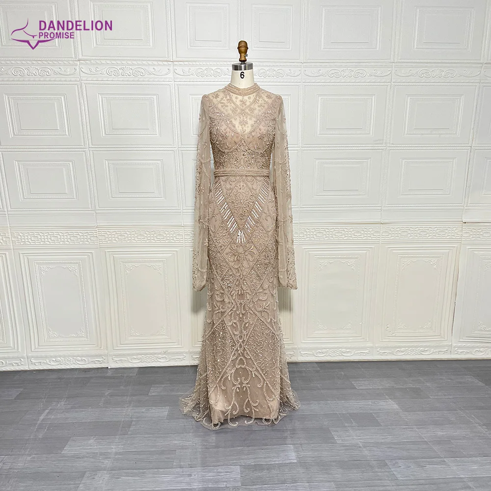 Muslim High Neck Mermaid Elegant Evening Dresses for Women 2024 Party Dubai Luxurious Cape Sleeves Beading Wedding Gowns