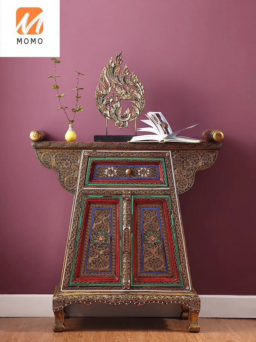 Thailand Household Entrance Cabinet Thai Decorative Cabinet Carved Living Room Entrance Table Southeast Asian Style Furniture