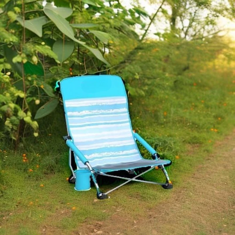 كراسي شاطئ منخفضة للبالغين، عبوة من قطعتين، كراسي شاطئ قابلة للطي عالية الظهر، خفيفة الوزن ومحمولة للاستخدام في الهواء الطلق، الشاطئ، والتخييم،