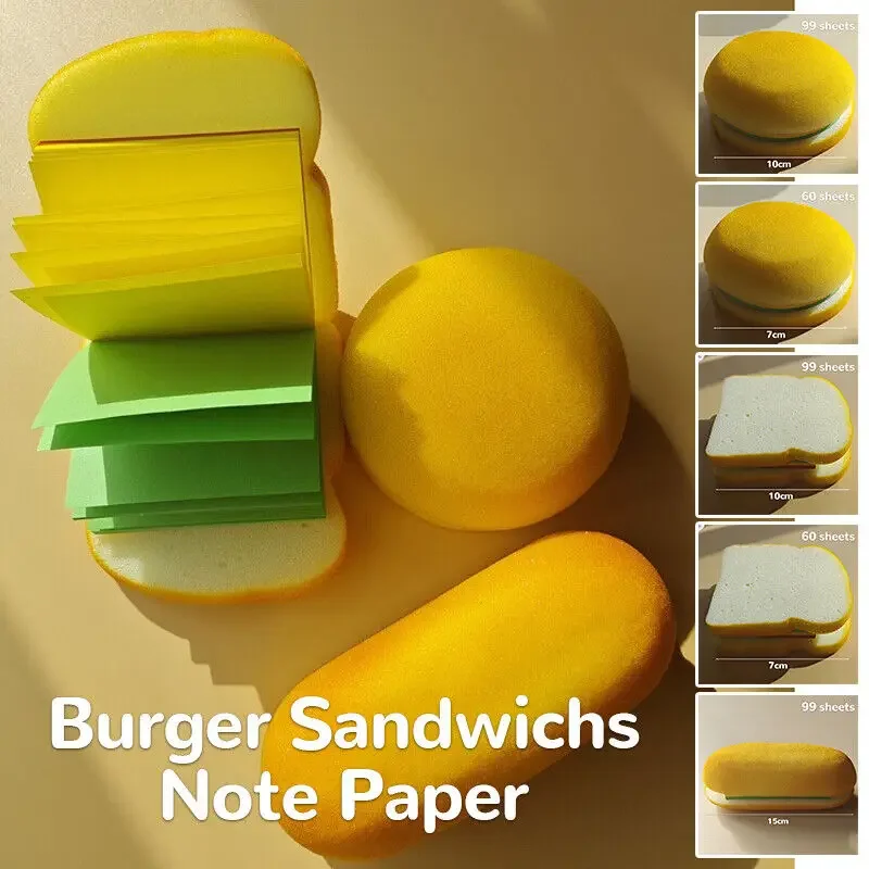 Bloc-notes multi-fonctions en forme de sandwich, bloc-notes autocollant, papier déchiré, bloc-notes étudiant, bricolage, en forme de hamburger, nouveau