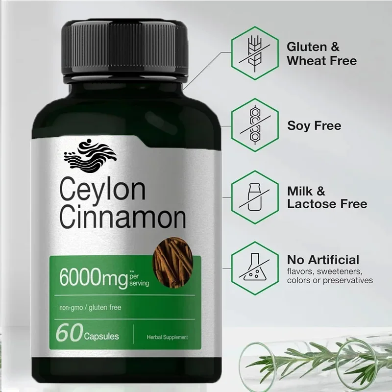 Ceylon Cinnamon Capsules || 6000 Mg || 60 Capsules || High Absorption Non Gmo and Gluten Free Supplements