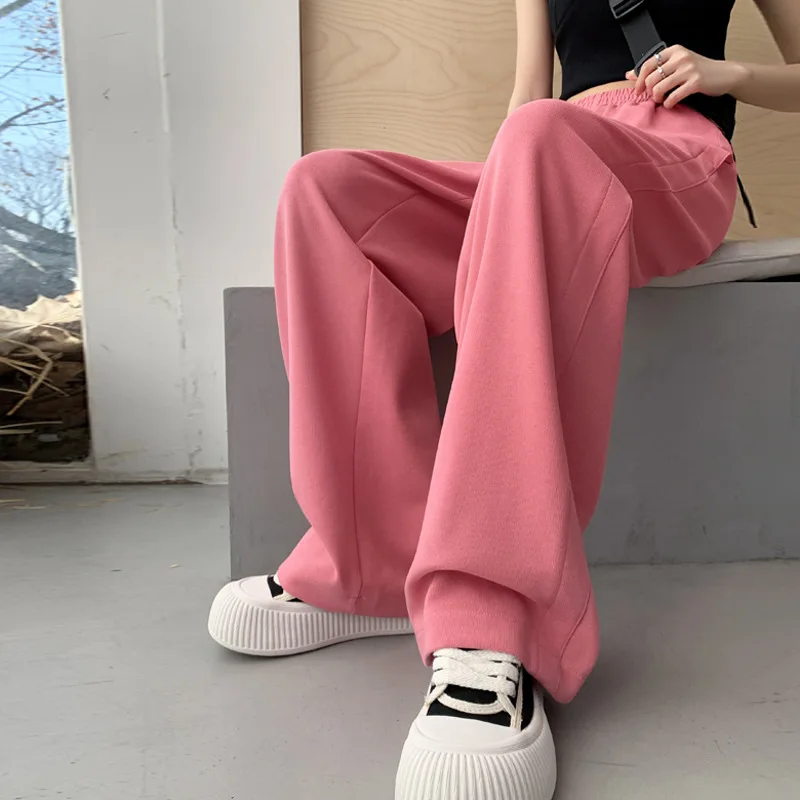 

Pink Banana Pants Women's New High Street Straight Leg Sports Sweatpants Small Narrow Version of Wide Leg Pants