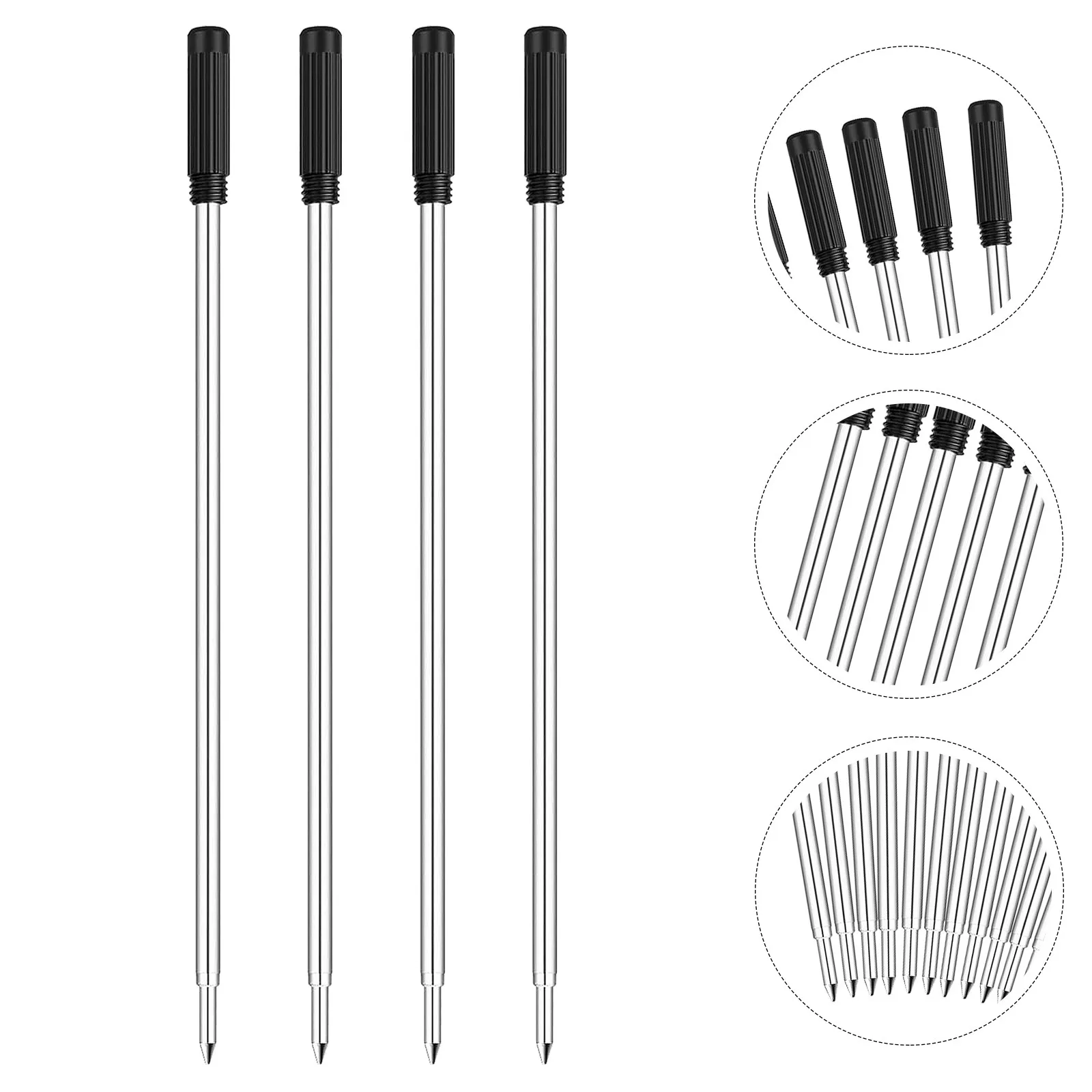 200Pcs Metal Ballpoint Pen Ink Cartridge Replacement For Guest Book Pens Office Worker Refills Black Medium 0MM