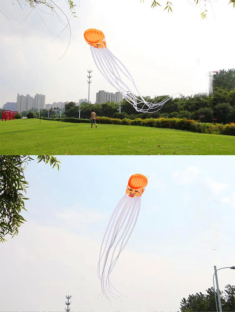 중국 전통 장수 연 날리는 문어 연 날리는 부드러운 연, 하늘 걷는 성인 연, 거대한 연, 해변 바람 앵무새