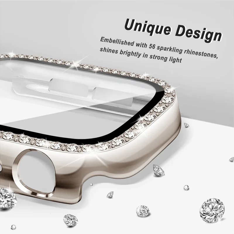 حزام جلدي نحيف + حافظة ماسية لساعة أبل سلسلة 11 10 9 8 7 6 5 SE Ultra iWatch band 42-46 مللي متر 41 مللي متر 40 مللي متر 44 مللي متر سوار نسائي