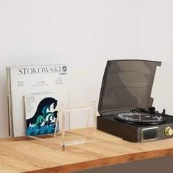 Clear Vinyl Record Stand Holder for Desktop Album Storage, Acrylic Vinyl Record Shelf Display 50 LPs