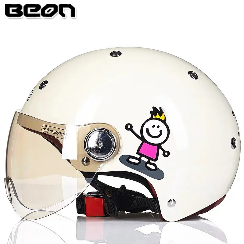 BEON Motorcycle Helmet for Adult and Child All Seasons Electric Vehicle Half Helmet Summer Sun Protection Helmet Motorcycle