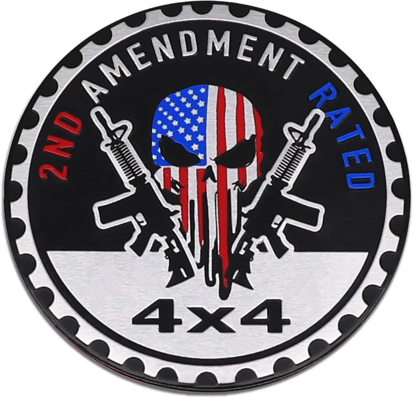 2 Pcs 2ND Amendment Rated Badge Car Emblem 4x4 Car Badge Decals Stickers Round Emblem Exterior Emblems Badge for Jeep Wrangler