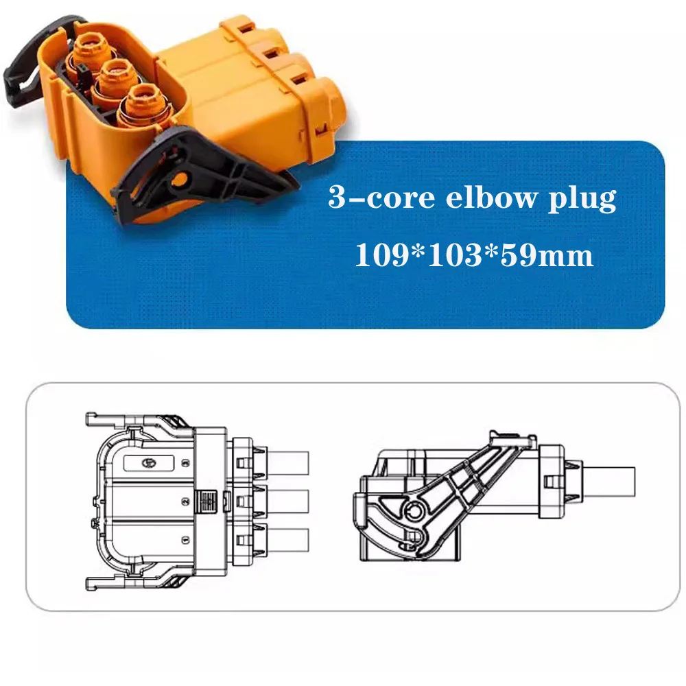 1500 V HV-Stecker DC 125 A 150 A 200 A Hochspannungsstecker 2 P 3 P gerade gebogene Stecker Anschlussstecker Hochleistungsstecker – Detail 13